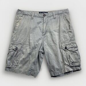 American Eagle Outfitters Cargo Shorts Mens 34 Gray Classic Length Pockets 2000s